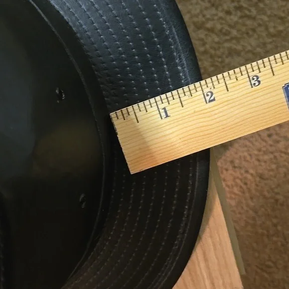 Vintage Henshel Black Leather Fedora  Hat - Picture 11 of 12